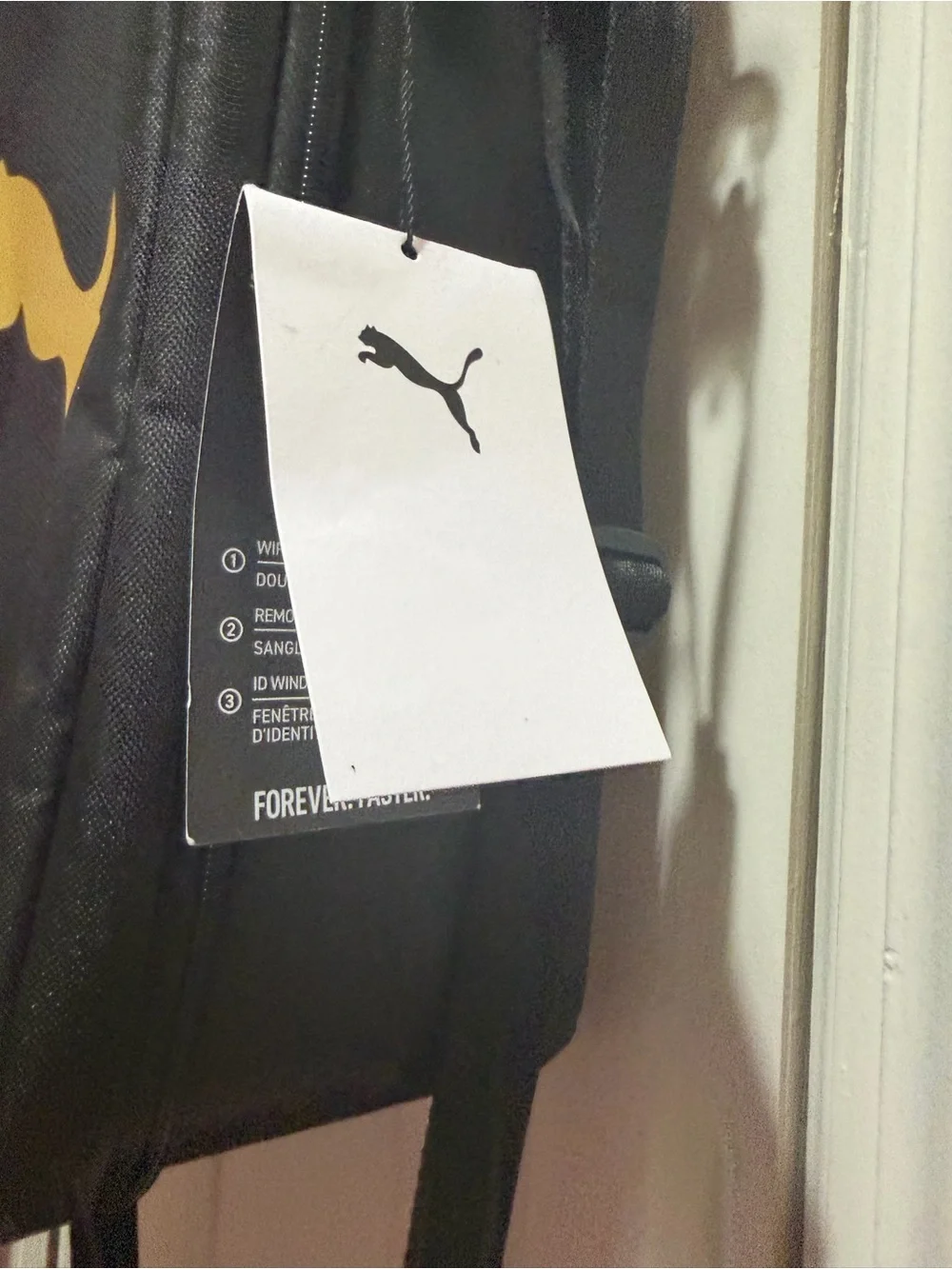NWT Puma Black Shoe Bag with Gold Logo with detachable strap